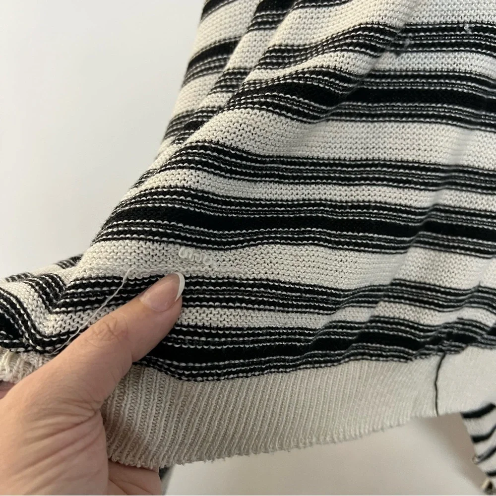 Boutique Cotton Black White Striped Sweater Shark Bite Hem Lagenlook Boho Medium - Picture 7 of 8